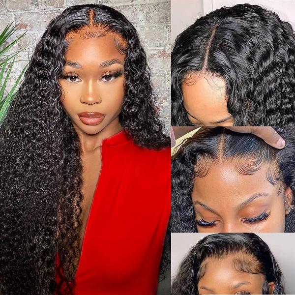 Water Wave 4x4 Lace Closure Glueless Side Part Wig 100% Human Hair