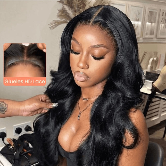 7x5 Glueless Lace Body Wave Wig With Pre Plucked Hairline 100% Human Hair