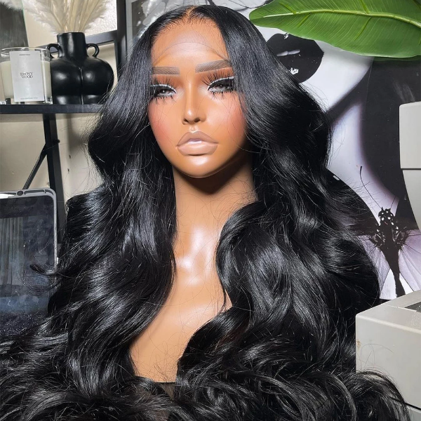 Body Wave 13x6 Lace Front Wig Skin Melt HD Lace Wigs Brazilian Human Virgin Hair Natural Black