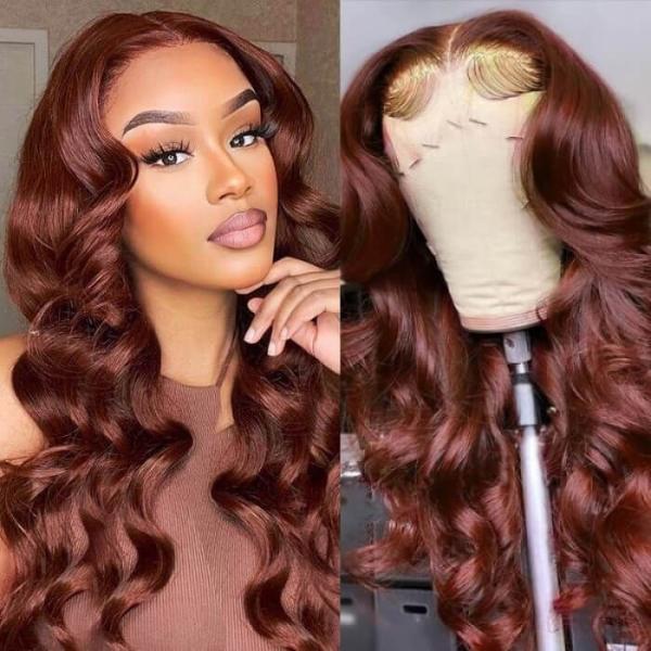 Reddish Brown Body Wave 13x4 Lace Front Human Hair Wig