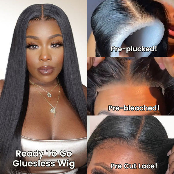 180% Density 4x7 Lace Wig Straight Hair Lace Closure Wig