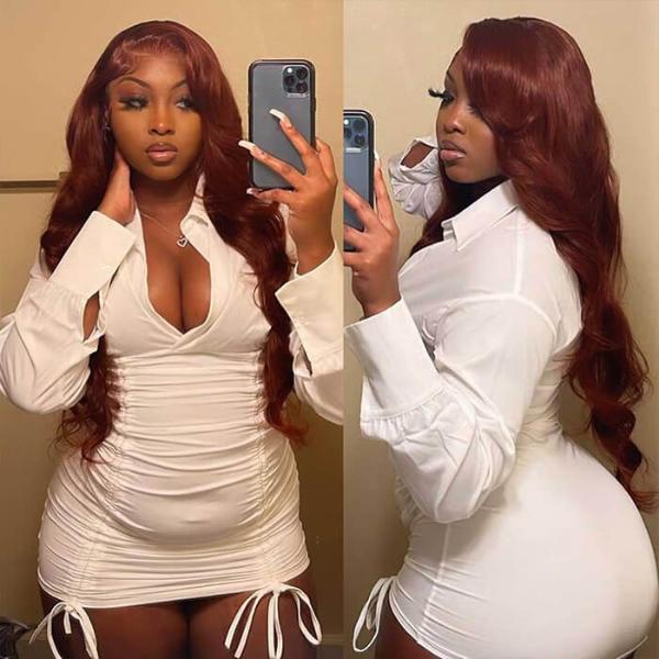 Reddish Brown Body Wave 13x4 Lace Front Human Hair Wig