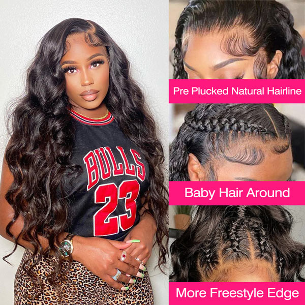 Body Wave 13x6 Lace Front Wig Skin Melt HD Lace Wigs Brazilian Human Virgin Hair Natural Black