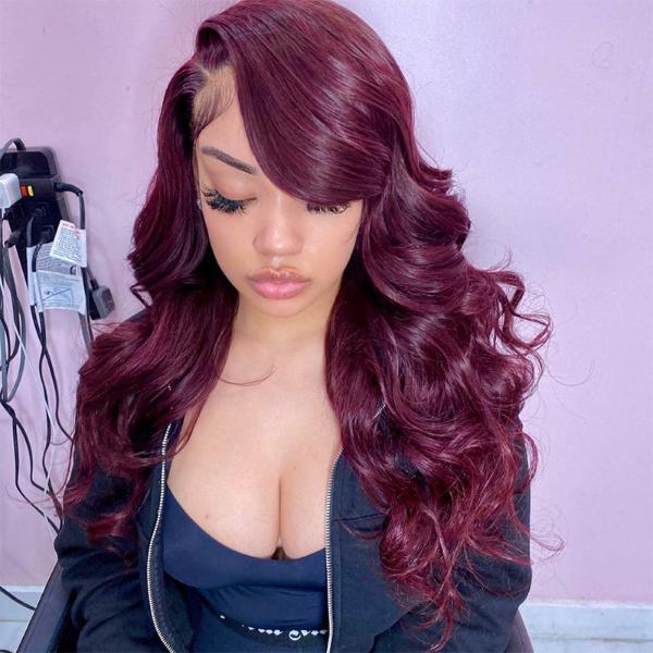 99J Color 13x4 HD Lace Frontal Real Human Hair Wigs