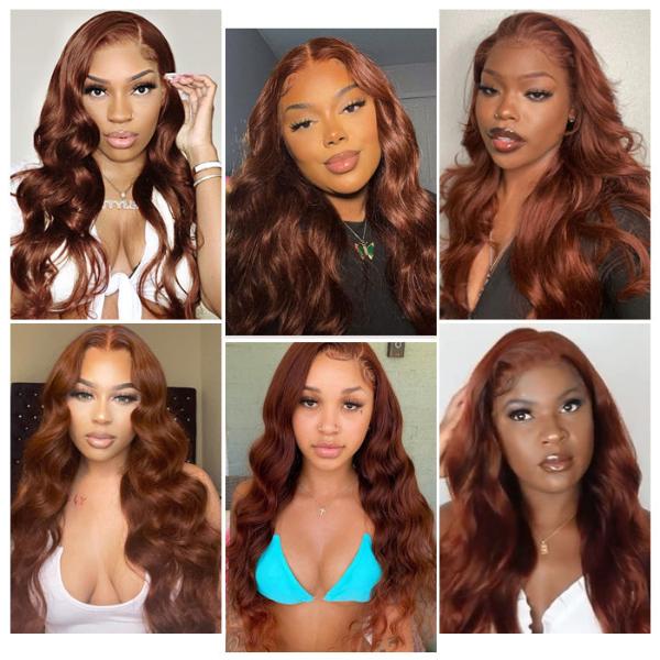 Reddish Brown Body Wave 13x4 Lace Front Human Hair Wig