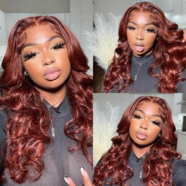 Reddish Brown Body Wave 13x4 Lace Front Human Hair Wig