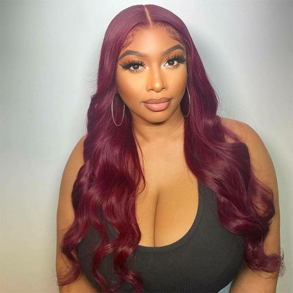 99J Color 13x4 HD Lace Frontal Real Human Hair Wigs