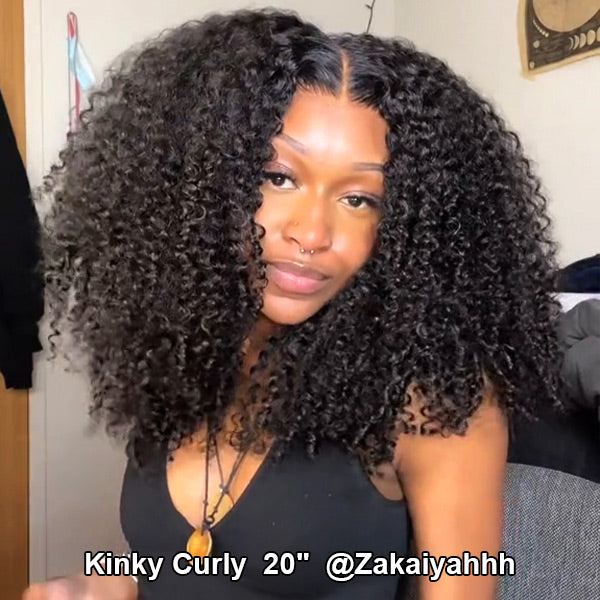 Kinky Curly Wear Go Wigs 4x6 HD Lace Pre Cut Lace Closure 100% Glueless Wigs