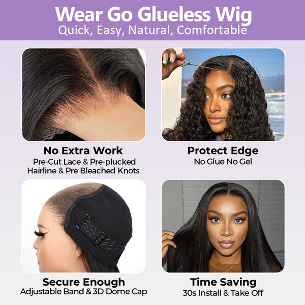 Silky Straight Easy Wear Go Glueless Wigs Pre Cut 4x6 HD Lace Closure Wigs Beginner Friendly