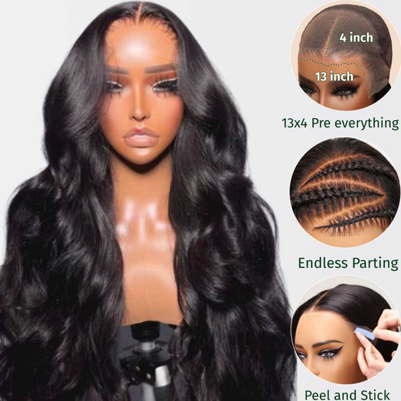 Body Wave Wigs 13x4 Invisible HD Lace Frontal Human Hair Wigs