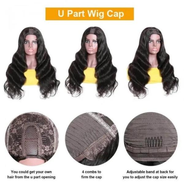 U Part Wigs Natural Human Hair 150% Density Brazilian Body Wave Glueless Wigs For Women