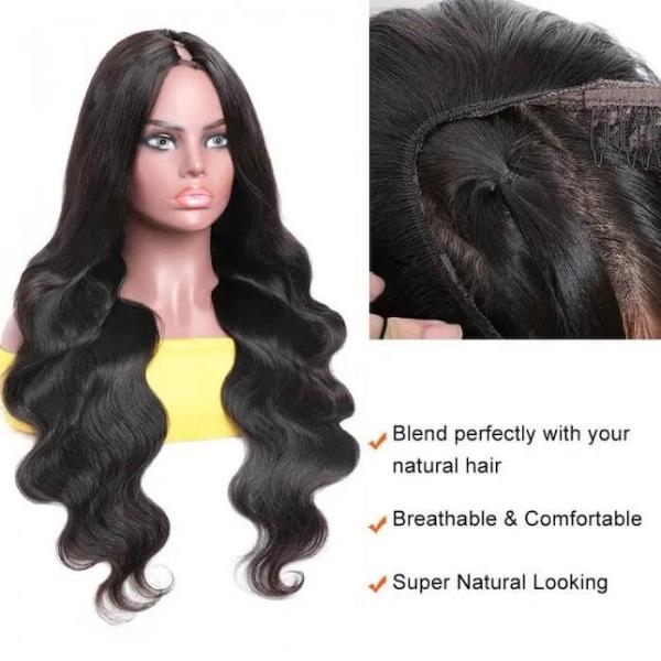 U Part Wigs Natural Human Hair 150% Density Brazilian Body Wave Glueless Wigs For Women