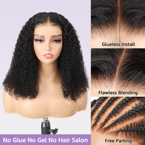 Kinky Curly Wear Go Wigs 4x6 HD Lace Pre Cut Lace Closure 100% Glueless Wigs