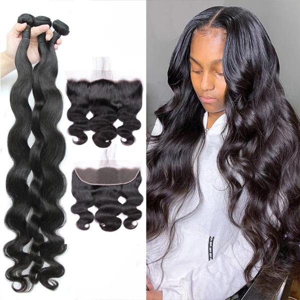 Body Wave 3 Bundles With 13×4 Lace Frontal Ear To Ear