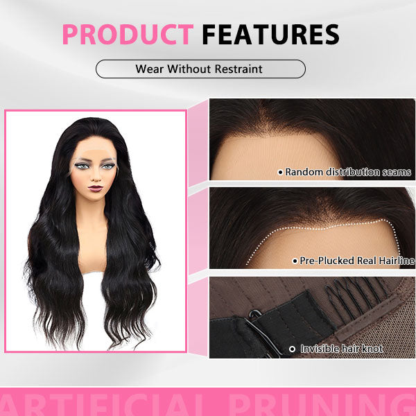 Body Wave 13x6 Lace Front Wig Skin Melt HD Lace Wigs Brazilian Human Virgin Hair Natural Black