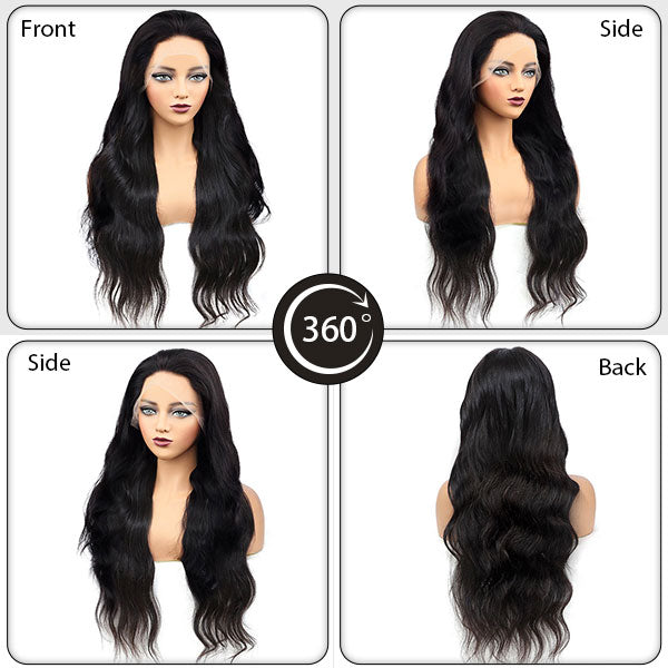 Body Wave 13x6 Lace Front Wig Skin Melt HD Lace Wigs Brazilian Human Virgin Hair Natural Black