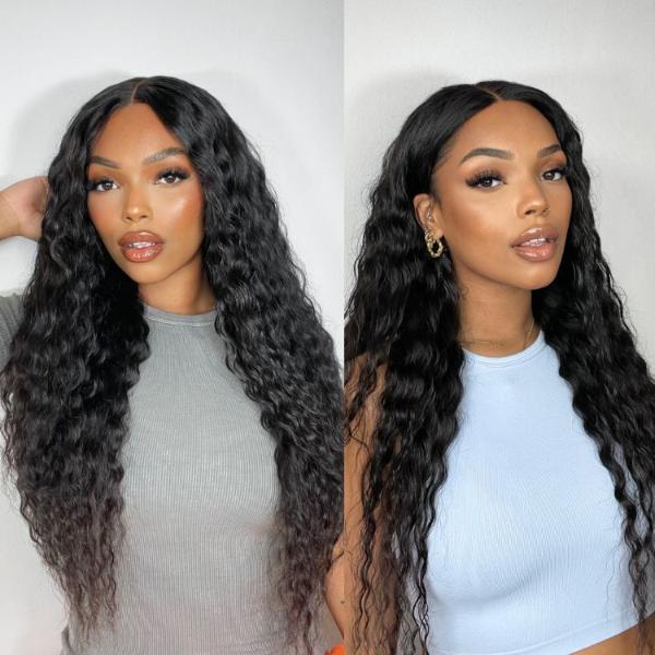 Boho-Chic | Flowy Bohemian 5x5 Closure Lace Glueless Mid Part Long Curly Wig 100% Human Hair