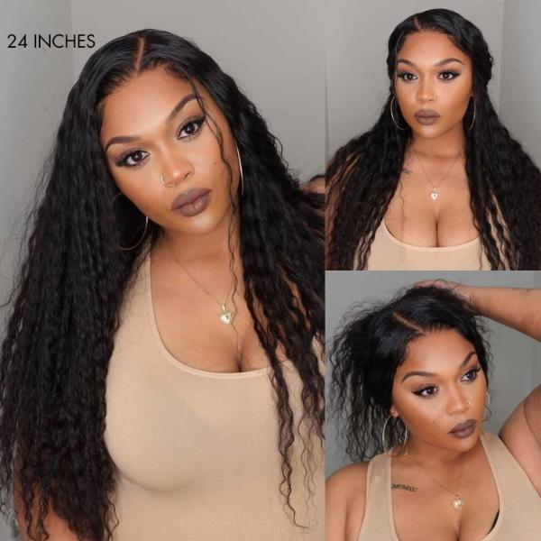 Boho-Chic | Flowy Bohemian 5x5 Closure Lace Glueless Mid Part Long Curly Wig 100% Human Hair