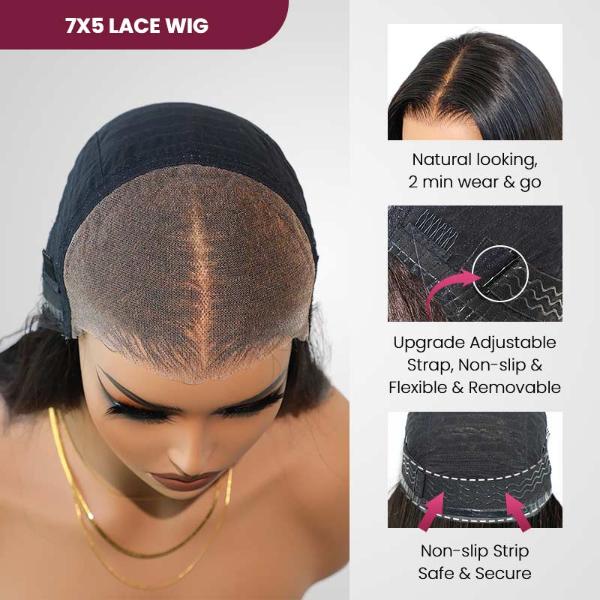 7x5 Glueless Lace Body Wave Wig With Pre Plucked Hairline 100% Human Hair