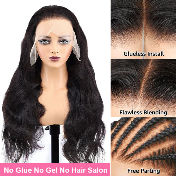 6×9 Glueless Body Wave Human Hair Lace Front Wigs