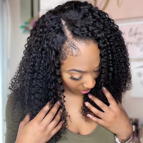 4C Kinky Curly V Part Wigs Meets Real Scalp