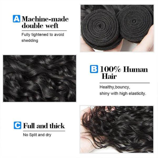 Brazilian Water Wave Human Hair 3 Bundles Deal with 4x4 Swiss Lace Closure