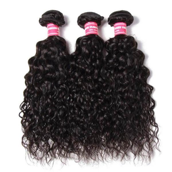 Brazilian Water Wave Human Hair 3 Bundles Deal with 4x4 Swiss Lace Closure