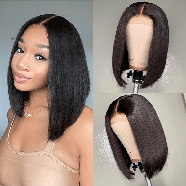 Luvme Hair Beginner Friendly Glueless Silky Blunt Cut 4x4 Closure Bob Wig 100% Human Hair | Upgraded 2.0