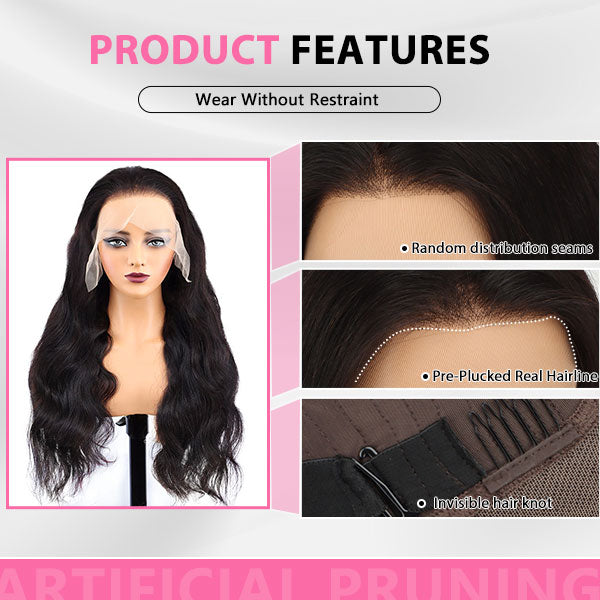 6×9 Glueless Body Wave Human Hair Lace Front Wigs